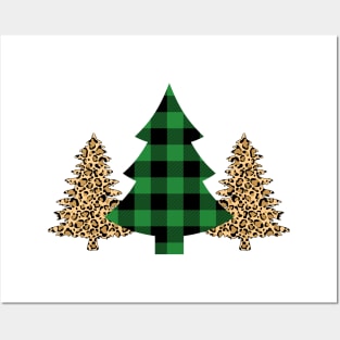 LEOPARD AND PLAID CHRISTMAS TREE Posters and Art